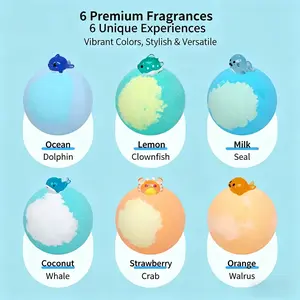 Natural Kids Bath Bomb Gift Set, 60g Ocean Fizzy Bath Bombs with Surprise Hidden Toys, Skin Friendly for Sensitive Skin