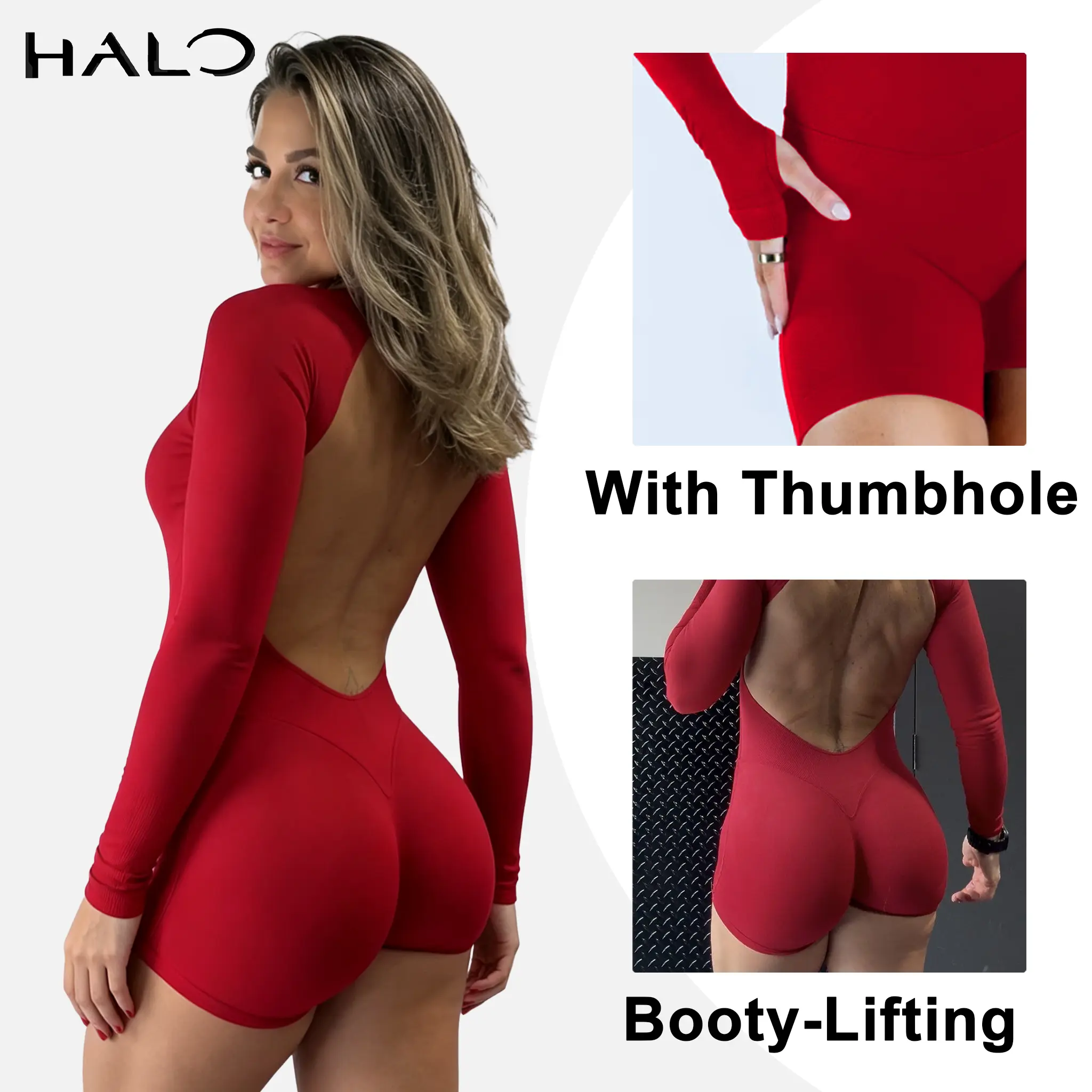 [SIZE UP 1] [STRONG COMPRESSED] HALO Impact Long Sleeve One Piece Unitard Fitness Gym Bralette Soft Workout Activewear