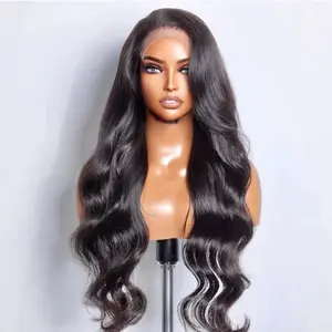 RAW Cambodian Body Wave Glue less Wear and Go Wig jet black wig hd wig cap  Closure Lace Cambodian Hair Extension 30 inch bussdown Tangle-Free; Body ; Wave Hair Bundles
