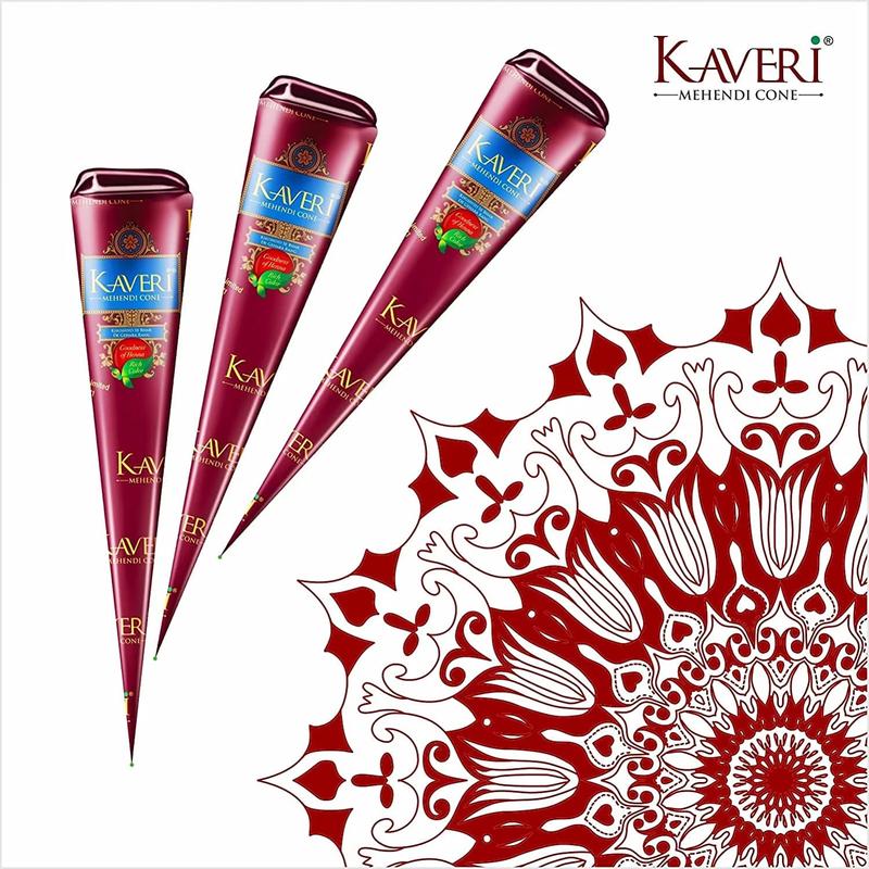 (Pack of 12) Kaveri 25g Fresh Natural Henna Cones Makeup Smooth Powder Cosmetic