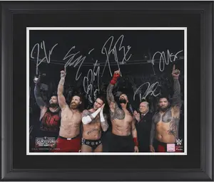 Roman Reigns, Jey Uso, Jimmy Uso, Sami Zayn, CM Punk & Paul Heyman WWE Framed Autographed 16" x 20" 2025 Survivor Series WarGames Photograph - Fanatics Authentic Certified