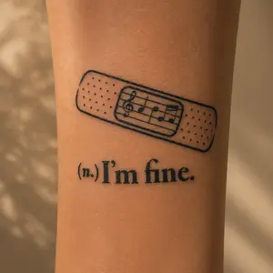 I'm Fine tattoo, Healing Melody, Music Heals, Soft scar tattoo, Still Healing tattoo