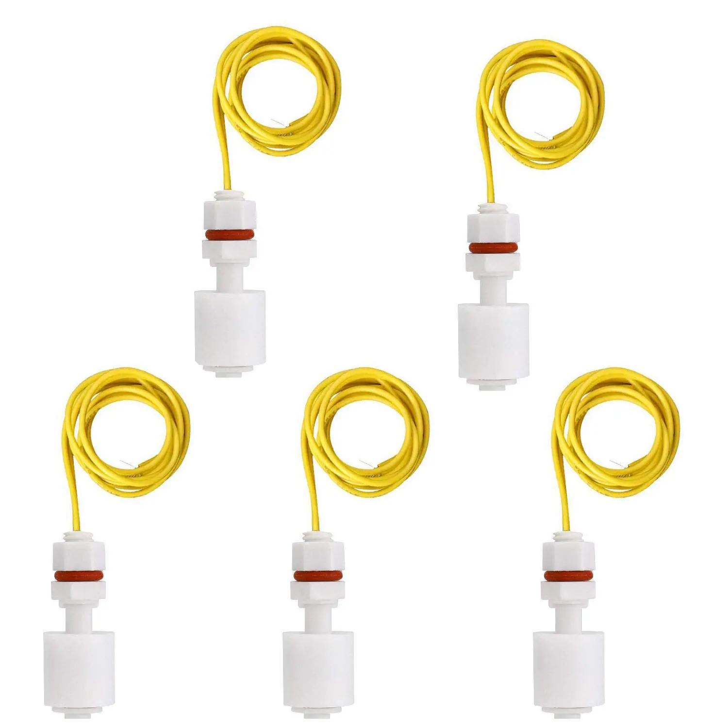 5 Pcs Right Angle White Plastic PP Float Switch Fish Tank Liquid Water Level Control Sensor XSL-3508-P
