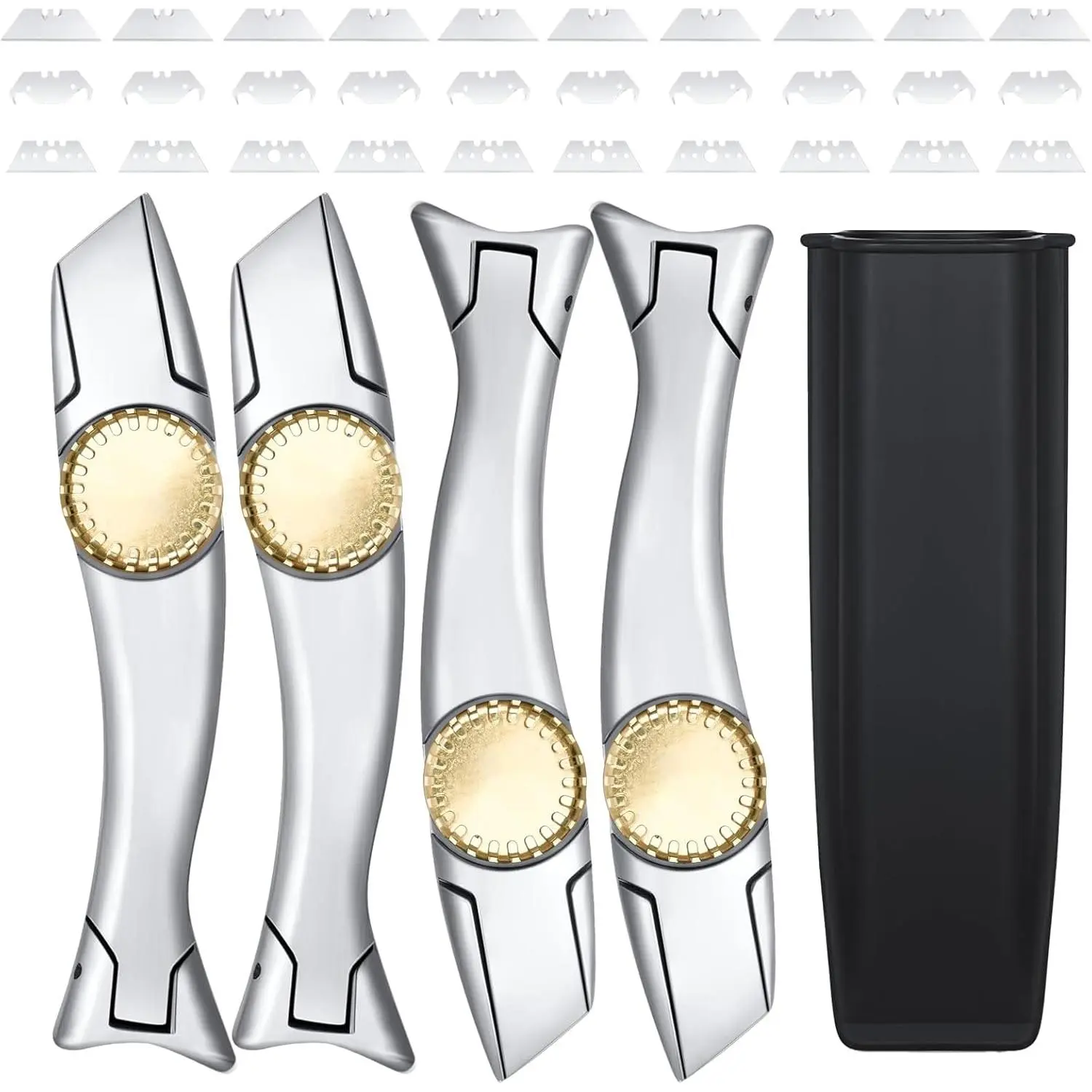 4 Pcs Heavy Duty Shark Knife Carpet Knife with 30 Pcs Replacement Knife Blades Roofing Tools Utility Knives Dolphin Knife Blade Cutter for Indoor Outdoor