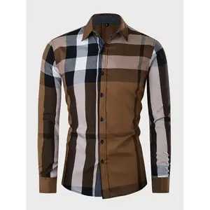 [Casual | Classic Plaid] Durable 100% Cotton Men's Classic Plaid Button- Shirt | Long Sleeve with Chest Pocket, Machine Washable | Perfect for Outdoor & Casual Wear