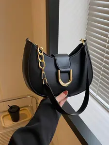 Lightweight Business Casual Small Zipper Shoulder Backpack, Fashion Metal Decoration, Suitable for Girls, Students, Newbies, Office, University, Work, Travel, Business Style Backpack