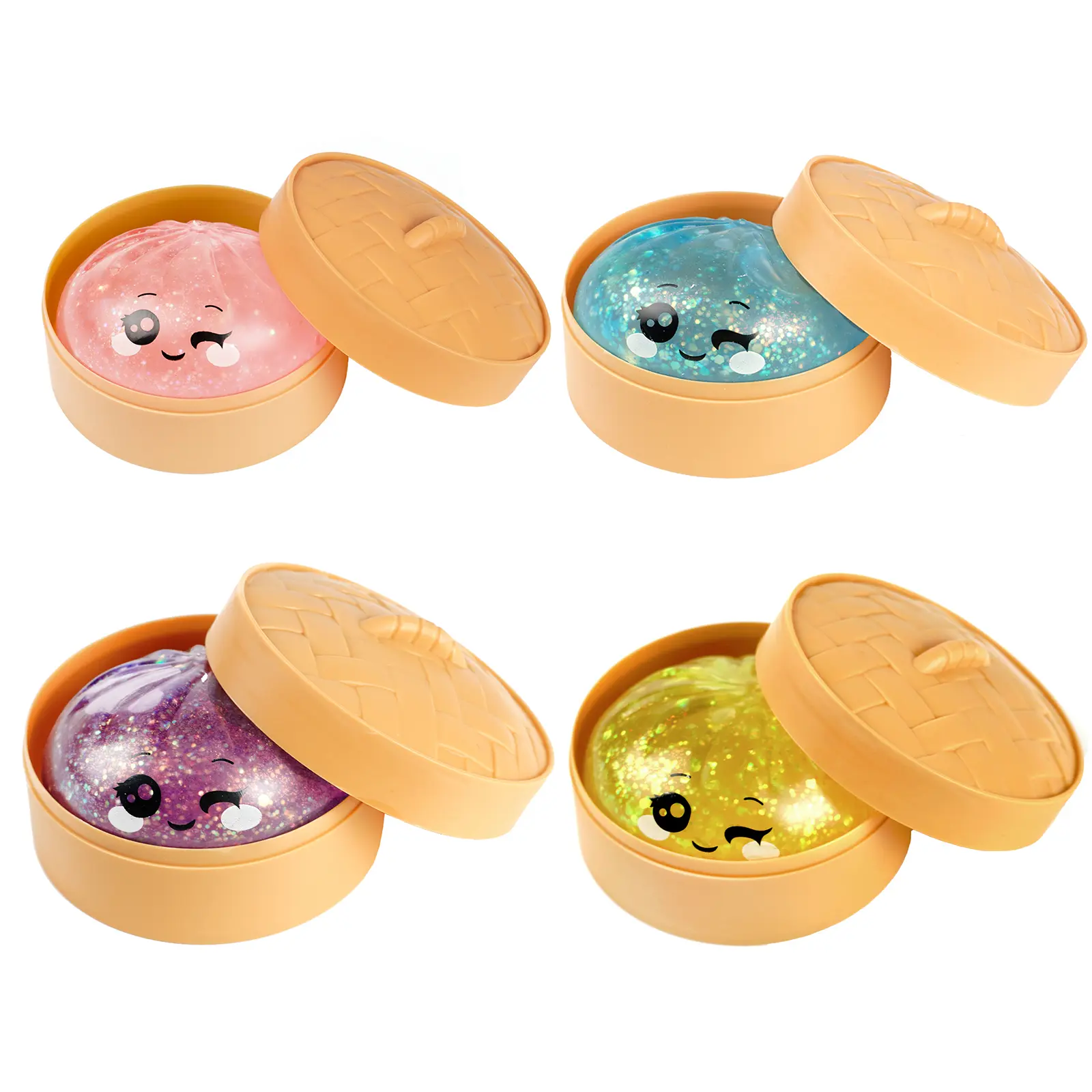 Glitter Dumpling Squishy, 2026 Upgrade Squishy Dumpling Toy, Cute Stress Balls Fidget Sensory Toys, Stocking Stuffers with Food Steamer Stretchy Desk Toys