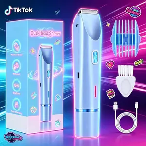 Rechargeable Electric Razor for Women, Mini Bikini Trimmer, Body Hair Remover, Dual-Head Electric Depilator, Portable and Convenient, Bikini Shaver, Cordless Trimmer