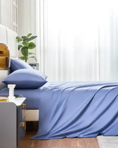 4PC Cotton Bed Sheet Set Full Size 100% Pure Cotton 300 Thread Count Soft Breathable Secure Fit Elastic Band Eco-Friendly Packaging Machine Washable