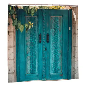 Turquoise Carved Door Shower Curtain