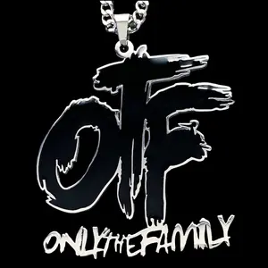 Black OTF Necklace Lil Durk King Von 2" Mirror Polished Pendant Stainless Steel with Black Enamel Chain Lil Durk Free Gift Included