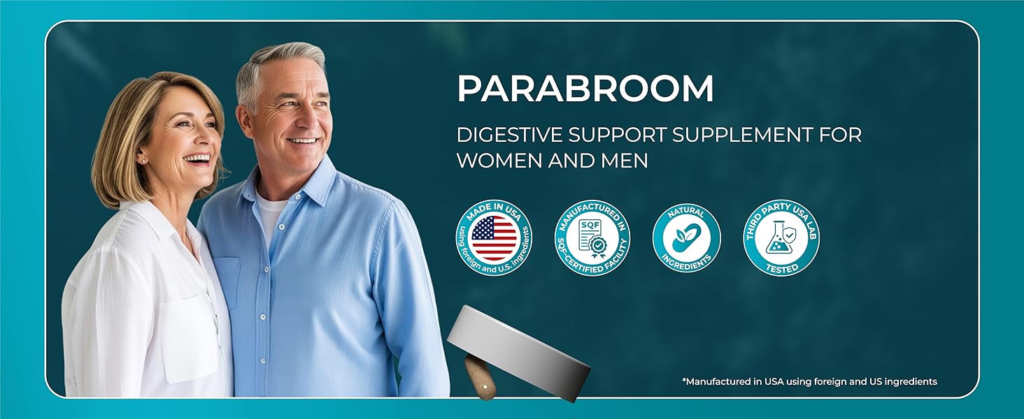 PUREHEALTH RESEARCH Parabroom - Natural Gut Cleanse & Bloating Support with Wormwood & Black Walnut for Digestive Balance and Internal Harmony - Healthcare, Dietary