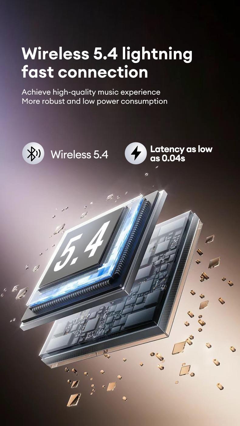 PAXA Vogbuds 5 Pro OWS Smart Voice Assistant Headset,Dynamic Stereo Sound Earbuds with ENC Call Noise Canceling Mic, Digital Battery Display