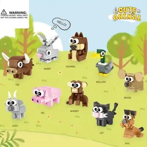 10pcs/set Cute Animal Building Blocks Set, Includes Chicken, Duck, Pig, Cat, Dog, Perfect Gift Box for Youth, Birthday, Holiday Gifts, Building Block Sets
