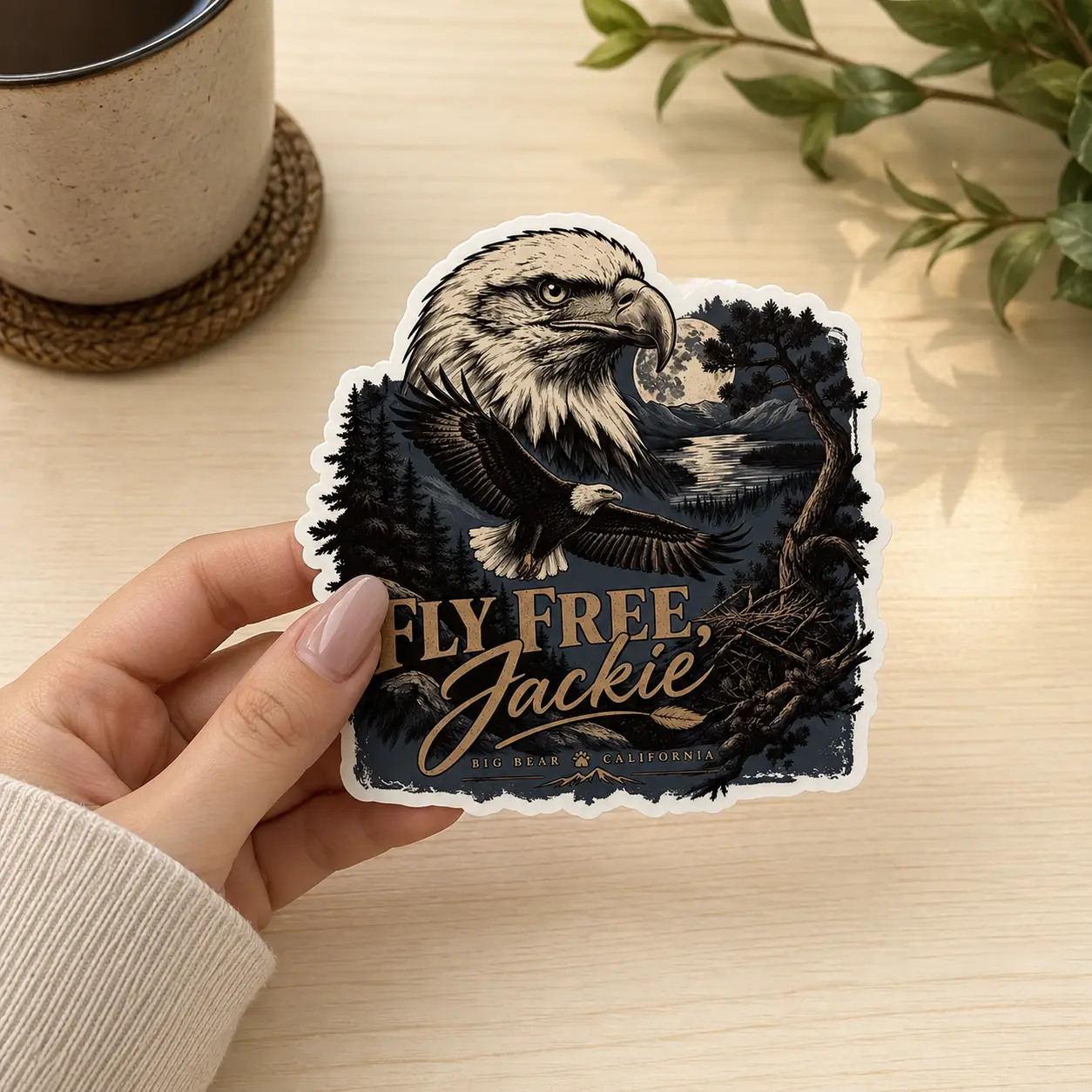 Fly Free Jackie Sticker, Big Bear Eagle Memorial Sticker, Jackie and Shadow Eagles Sticker