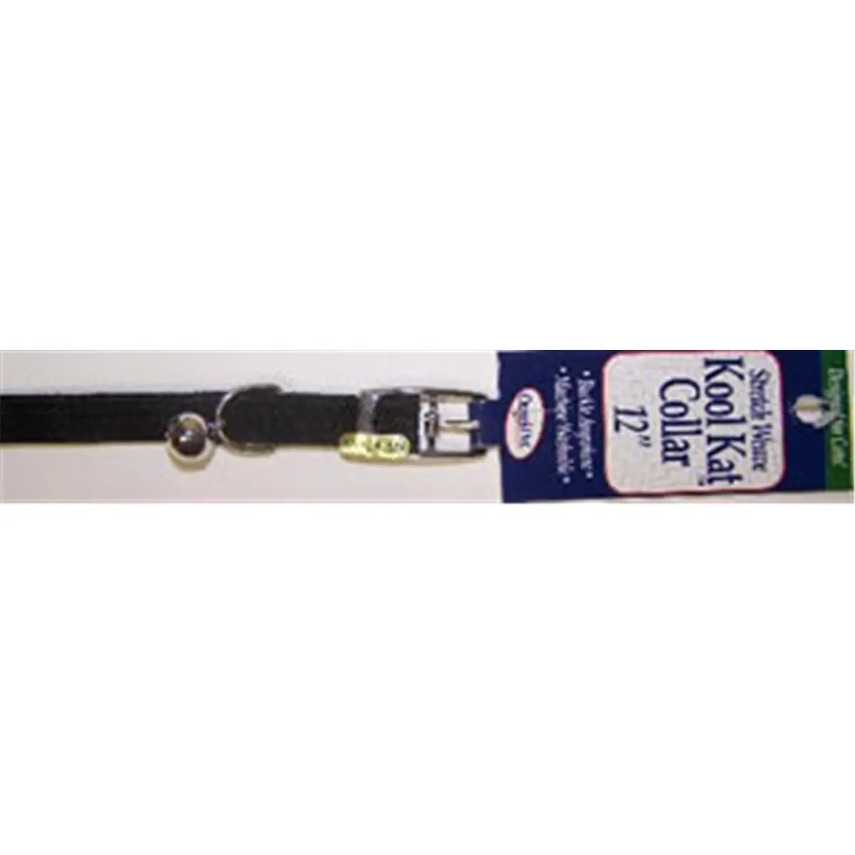 Omni Pet No.38SNB Kool Kat Nylon Fabric Cat Collar - 0.37 in x 12 in, Black, Gold Tone Hardware, Bell, Snag-Free ID Attachment Ring (Model 445-38102)