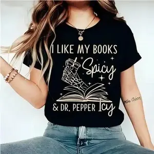 Reader Casual Retro  I Like My Books Spicy & Dr. Pepper Icy Bookish Graphic Top