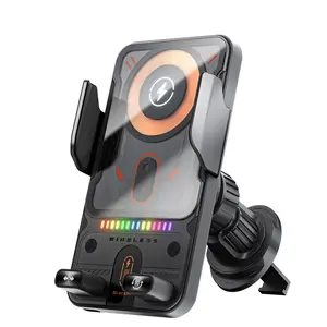 Wireless Car Phone Holder Charger, 15W Fast Auto Clamping Car Charger Phone Holder 90-Degree Rotation, Air Vent Mount, Multifunctional for Apple & Android Phones Electronic Smartphone Charger