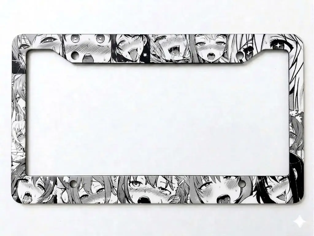 Ahegao License Plate Frame, Anime License Plate Frame, Anime Gift, Car Décor, Anime Car Accessories