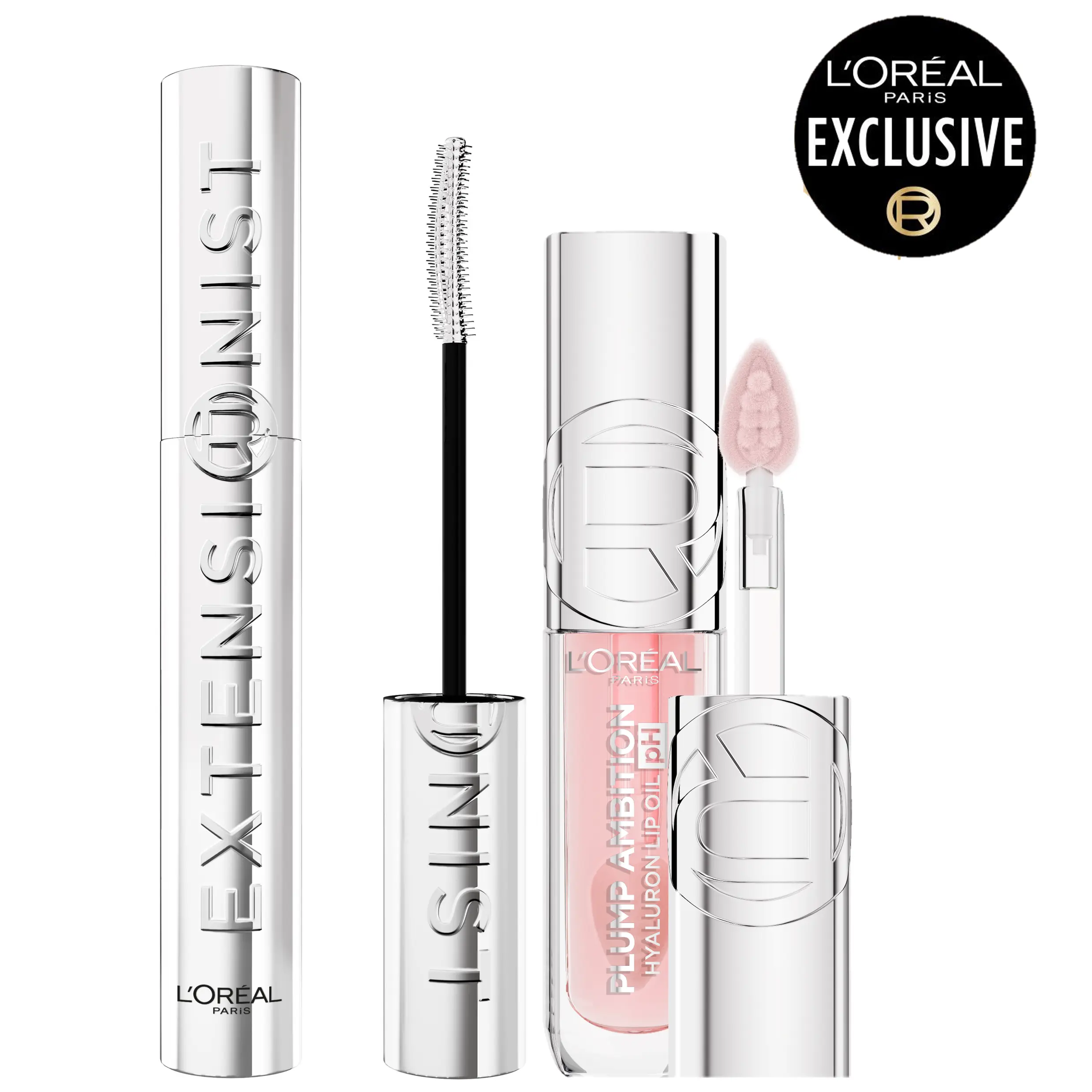 Extensionist Mascara & Plump Ambition pH Hyaluron Lip Oil Duo, L'oreal Paris Extensionist Mascara & Plump Ambition pH Hyaluron Lip Oil Duo, L'oreal Paris