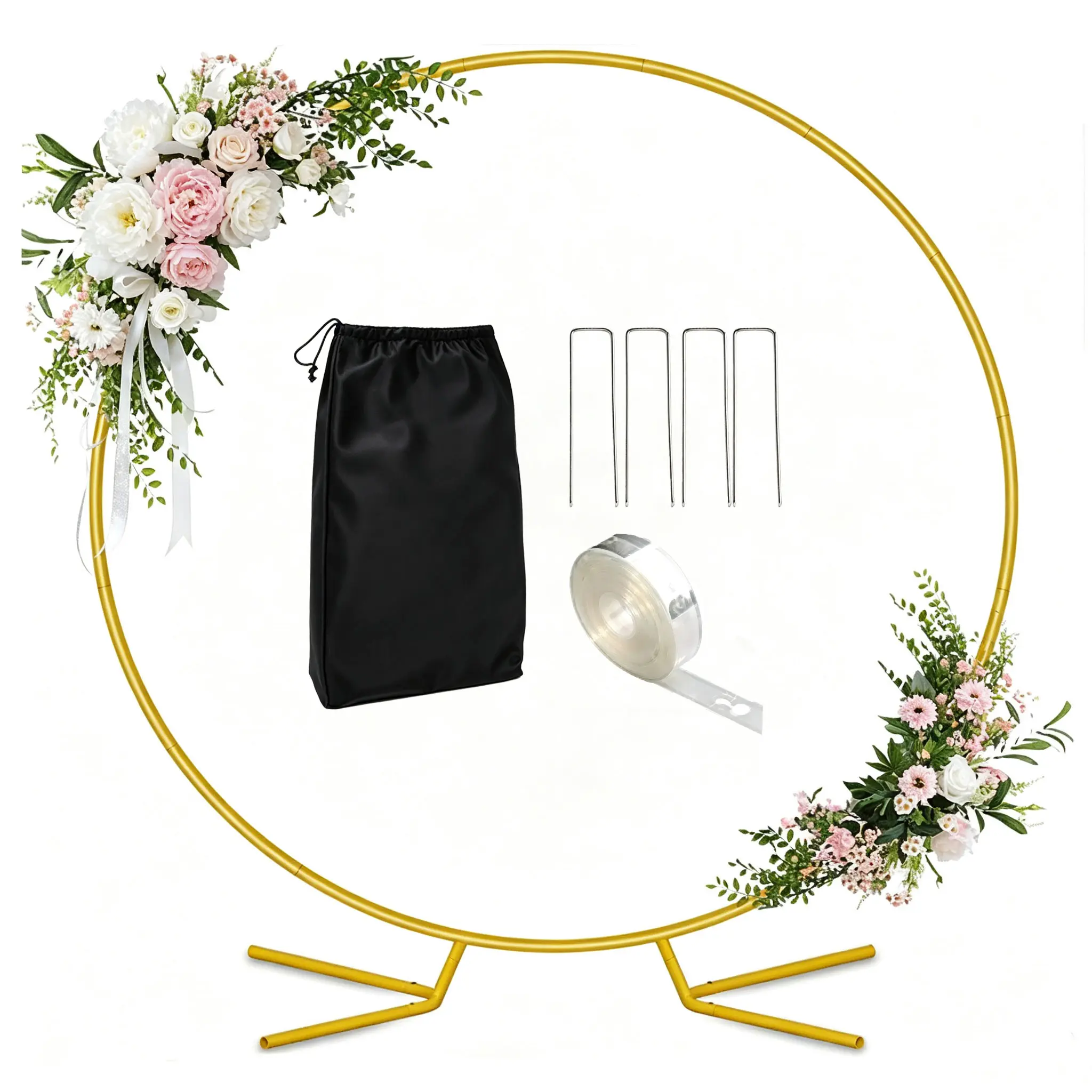7.2FT Circle Wedding Arch Backdrop Stand for Parties Wedding Circle Backdrop Stand Frame for Birthday Party, Bridal Shower, Graduation, Photo Background Decoration.