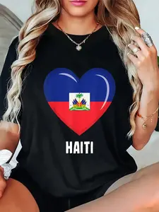 Haitian Flag Jersey T-Shirt Casual Short Sleeve Shirt