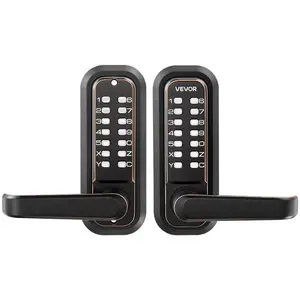 VEVOR Mechanical Keyless Entry Door Lock, 2.0 Code Upgrade, 4-7 Digits Code, Double-Sided Push Button Combination Keypad Door Lock with Handle, Auto Locking, for Indoor or Outdoor, Oil-Rubbed Bronze