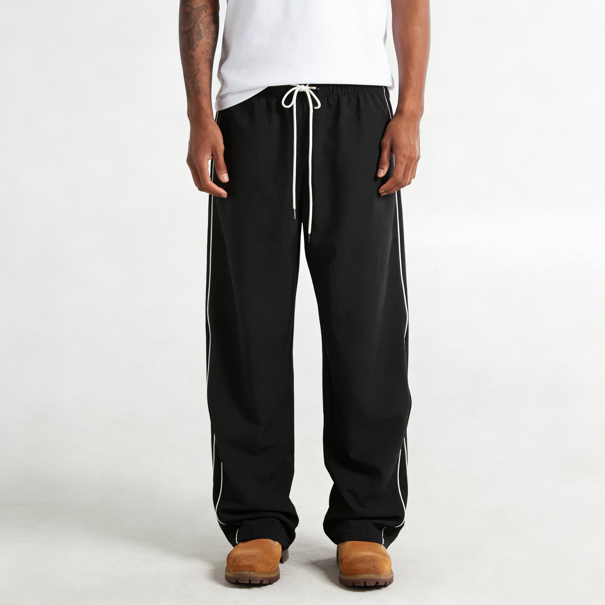 Men’s casual athletic pants, loose straight cut, quick-drying lightweight fabric, summer outdoor jogging pants