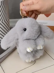 Cute Rabbit Design Bag Keychain Plush Bag Charm for Women & Girls Soft Faux Fur Bag Decoration for Daily Use Adorable Accessory