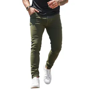 Men's Olive Green Skinny Jeans - Lightweight Casual Slim Fit Design for Versatile Street Style & Trendy Fashion