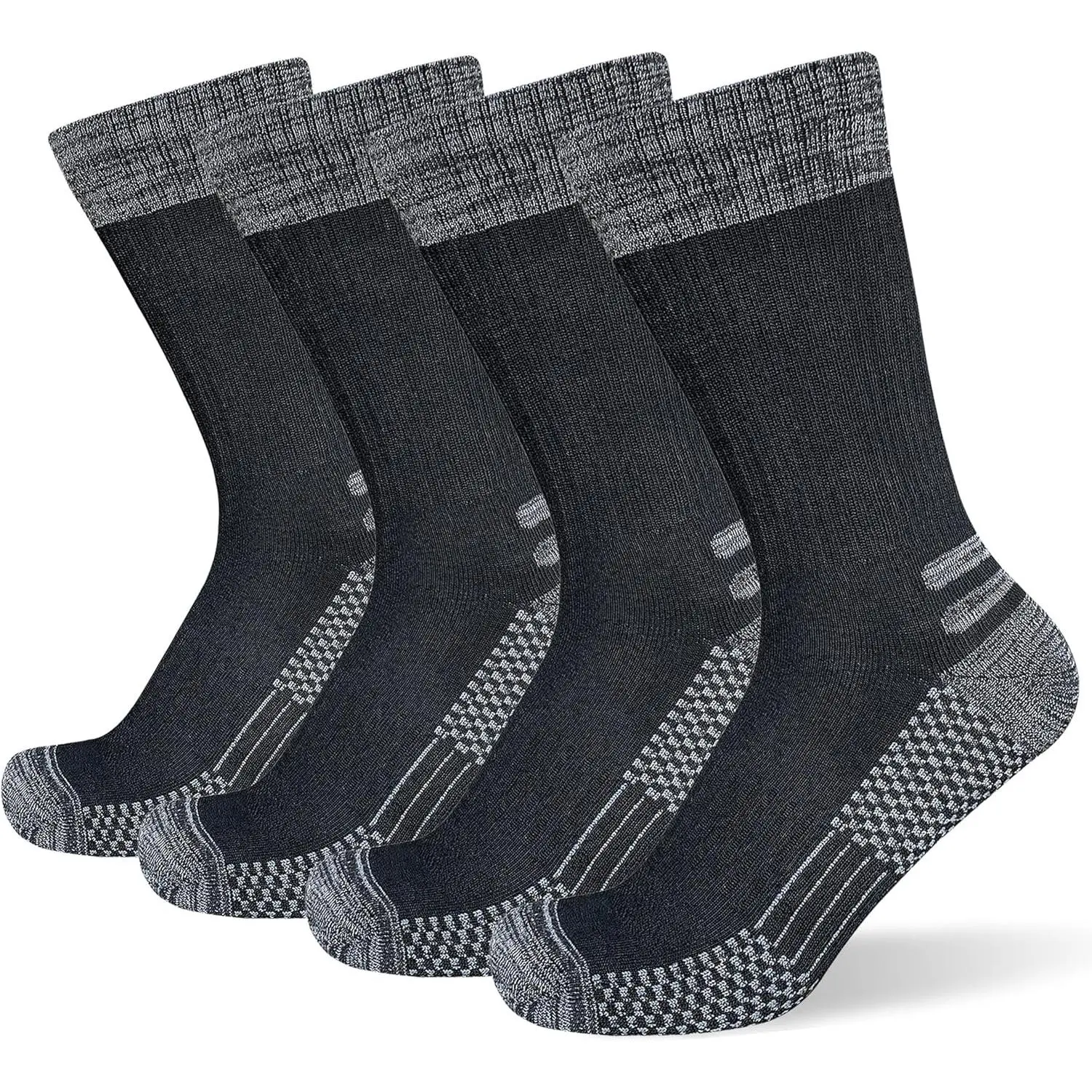 Men's Crew Work Boot Socks Thick Cushioned  Wicking Hiking Sock 4 Pairs