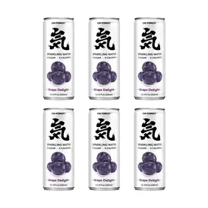 Chi Forest Sparkling Water, Black Grape Flavor, 0 Sugar 0 Calorie, 330ml Cans (6 Pack) - Refreshing Healthy Drink