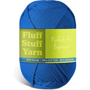 Soft Yarn for Crocheting – Crochet & Knitting Yarn, Beginner Yarn with Easy-to-See Stitches, 250 Yds Amigurumi Yarn, Cotton-Nylon Blend Tshirt Yarn for Crocheting, Worsted Weight Yarn 4, Royal Blue