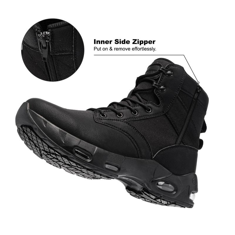 Zipper Men's Work Boots | Waterproof Slip-proof Cold-resistant | Air-cushioned Soft Sole | Durable Stain-resistant | All-day Comfort for Standing & Hiking | All-season Wear