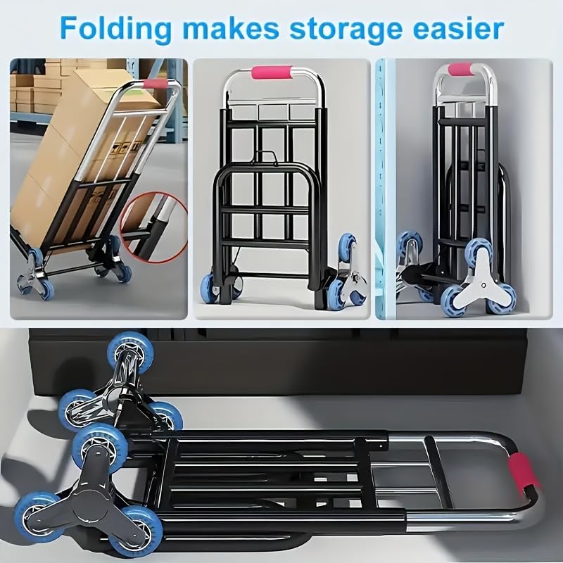 Folding Hand Truck Stair Climbing Cart Portable Luggage Dolly bear 240lbs for Travel Moving Shopping Office Sports Equipment Transport