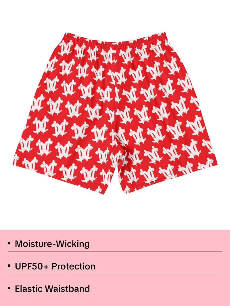 CC All-Over Print Unisex Athletic Long Shorts'Red