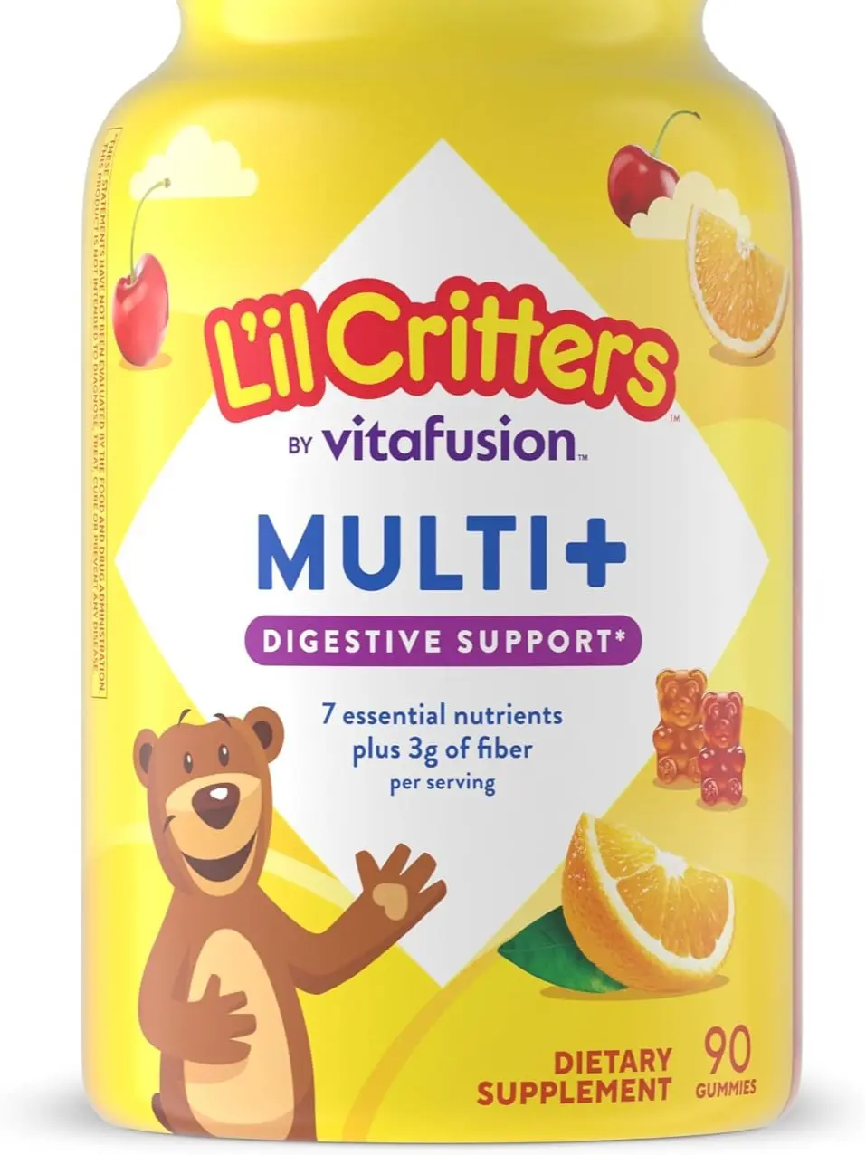 L'il Critters Kids Multivitamin Gummies | 90 Count | with Vitamins B, C, D, E | Assorted Fruit Flavors | Gluten and Dairy Free Children's Digestive Supplement