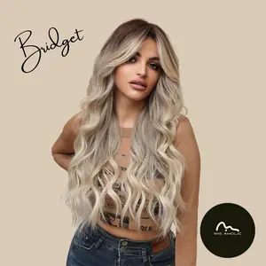 BRIDGET【WA-LASM5119】 25  inches Body Wave Gray Black Gradient with Bangs Wig Full Machine Glueless Party Daily