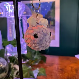 Pink and Purple Bumblebee Keychain- Handmade Crochet