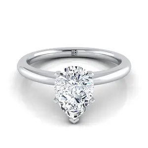 The Gilda Solitaire Engagement Ring Setting for Pear Diamonds in Platinum