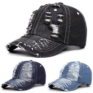 Distressed Denim Baseball Cap  | Trendy Ripped Trucker Hat for Men & Women  Perfect Christmas Gift Idea