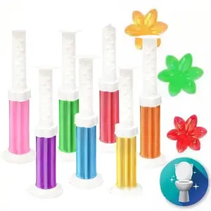 Toilet Gel Stamp, 7 Pack 84 Floers Toilet Stamps,Toilet Bowl Stamp Gel, Toilet Gel Refills, Toilet Refresh Flower Scent Gel, Includes Dispenser and Gel, 7 Pack/set Last for seven Month