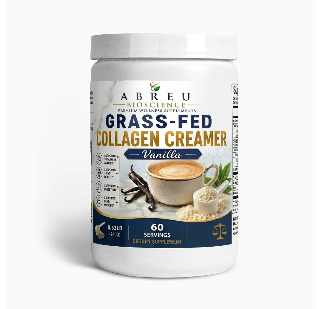 Abreu Bioscience Grass-Fed Collagen Creamer Vanilla 60 Servings 0.53Lb Dietary Supplement for Skin Hair Nails