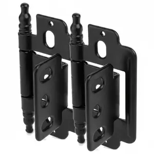 Cosmas 14280-FB Flat Black 3/4" Full Inset Partial Wrap Ball Tip Cabinet Hinge (Pair)