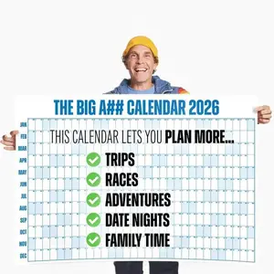 2026 Dry-Erase Wall Calendar, Includes 100 Sticky Notes in 5 Colors & 2 Pens, Oversized Annual Planner for Home, Office, School, Weekly Planner, Productivity Planner