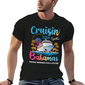 Cruisin' Bahamas 2026: Making Memories Together Tropical Vacation T-Shirt Fitted Short Sleeve Crew Neck Casual Summer Tee