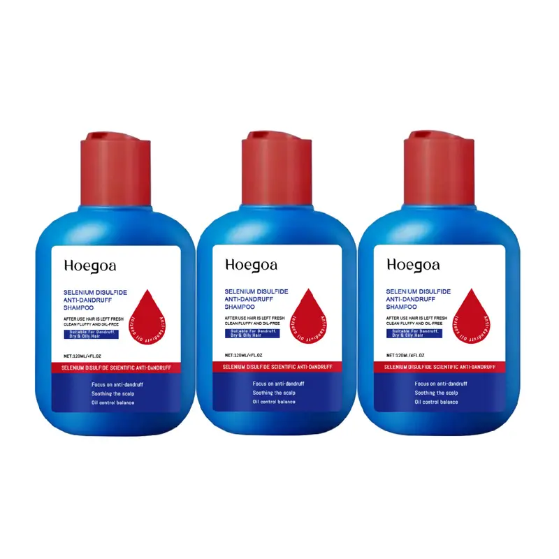 HOEGOA Selenium Disulfide Anti-Dandruff & Itch Relief Shampoo Foam - Alcohol-Free, Gentle Cleansing Haircare for Adults, Men/Women with Oily Scalps, Oil Control, Soft Finish, 3-Pack (3x120ml) Travel Toiletries, Conditioner-Compatible