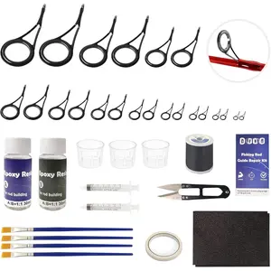Fishing Rod Repair Kit, Supplies for Fishing Pole Eyelets Replacement with Kit with Stainless Steel Guides for Spinning/Casting Rods