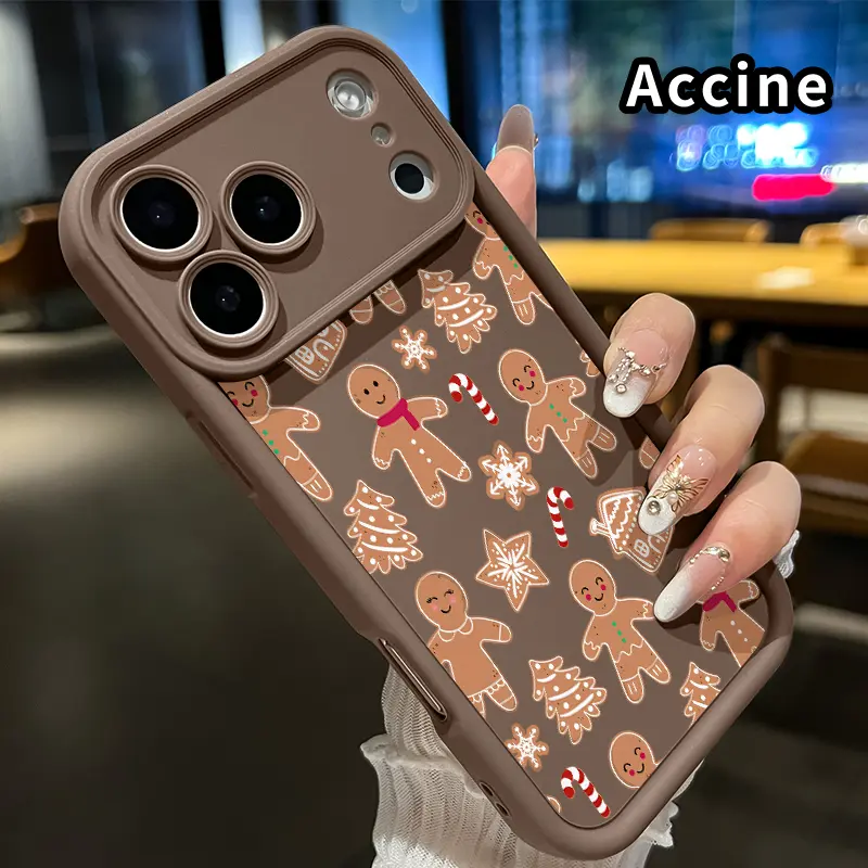 Case for iPhone 17 Pro Max 16 Plus 15 14 13 12 11 Air E Gingerbread Christmas Dream Pattern Soft TPU Rubber Camera Protection Rugged Mobile Phone Cover for
