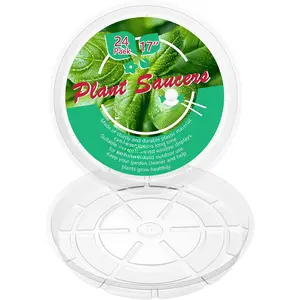 Heavy Duty Clear Plastic  Saucers, Flower Pot Tray - Excellent for Indoor & Outdoor  (17-Inch, 24-Pack)